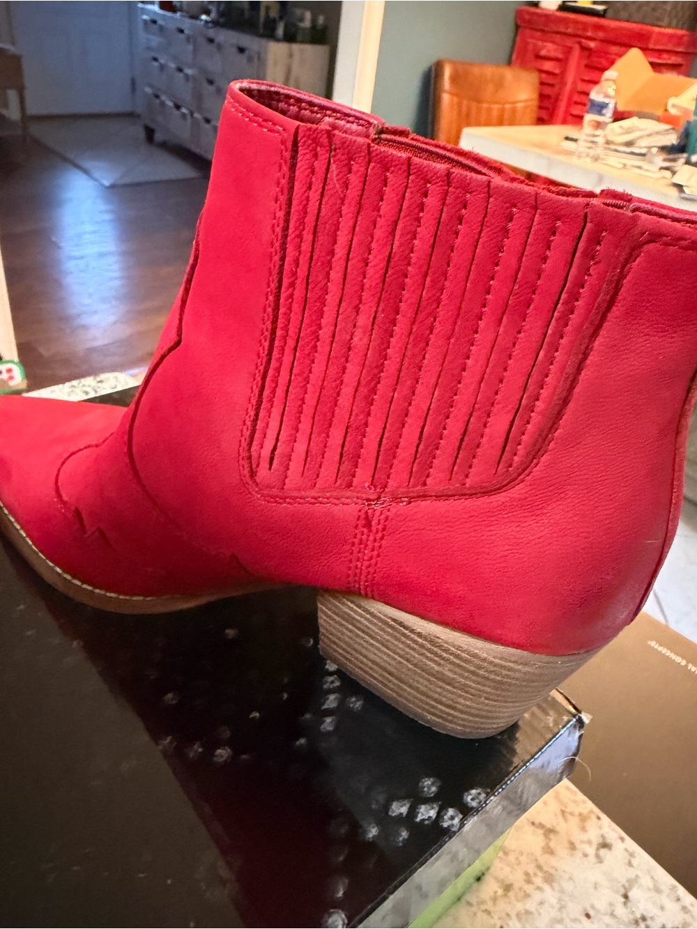Sam Edelman Red Pointed Western Ankle Booties - Picture 7 of 13